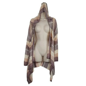 Say What Hooded Cardigan Sweater Open Size 1X Peach Purple Long Sleeve FLAWS